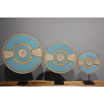 3Lü Deniz Kabuğu İşlemeli Dekoratif Obje 3Natural-17