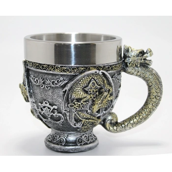3D Ejderha Figürlü Kabartmalı Paslanmaz Çelik Kupa Bardak VIVA881