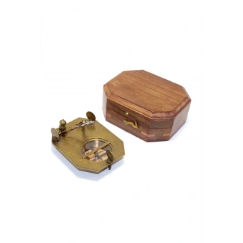 Ahşap Kutulu Pirinç Pusula