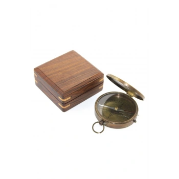 Ahşap Kutulu Pirinç Pusula