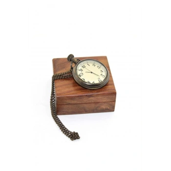 Ahşap Kutulu Pirinç Köstekli Saat