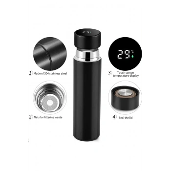 Termometreli Led Dijital Göstergeli Çelik Termos Matara Suluk