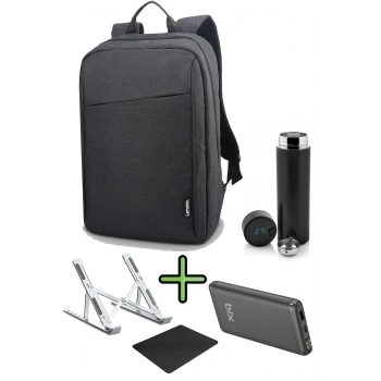 Sırt Çantası 15.6 Inç B210 Laptop Çantası, Hızlı Powerbank, Termos, Laptop Standı, Mousepad 5li Set