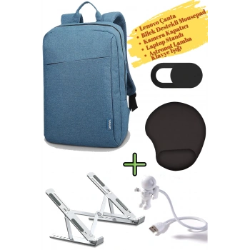 Sırt Çantası 15.6 Inç B210 Laptop Çantası, Kamera Kapatıcı, Laptop Standı, Mousepad, Klavye Lambası