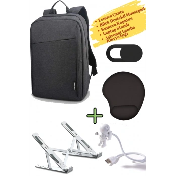 Sırt Çantası 15.6 Inç B210 Laptop Çantası, Kamera Kapatıcı, Laptop Standı, Mousepad, Klavye Lambası