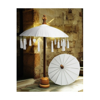 Bali Şemsiye Masa Üstü Dekoratif Şemsiye Bali Şemsiyesi El Yapımı Otantik Masa Şemsiyesi Ahşap Stand