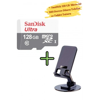 360 Derece Döner Masaüstü Telefon Tablet Tutucu Ultra Sandsk microSDXC 128GB GN6MN Hafıza Kartı