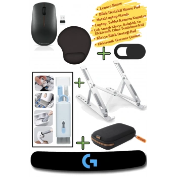 Mouse 400, Kamera Kapatıcı, Metal Laptop Standı, Mousepad, Klavyepad, Temizlik Kiti, Taşıma Çantası