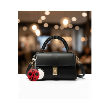 Omuz ve El Çantası Uğur Böcekli Figürlü Aynalı Anahtarlık Hediyeli, Mekanizmalı Günlük Sade Çanta