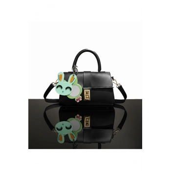 Omuz ve El Çantası ve Tavşan Figürlü Aynalı Anahtarlık Hediyeli, Mekanizmalı Günlük Sade Çanta