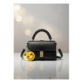 Omuz ve El Çantası ve Gülen Yüz Figürlü Aynalı Anahtarlık Hediyeli, Mekanizmalı Günlük Sade Çanta