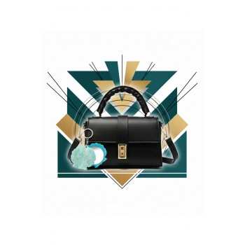 Omuz ve El Çantası ve Deniz Kabuğu Figürlü Aynalı Anahtarlık Hediyeli, Mekanizmalı Günlük Sade Çanta