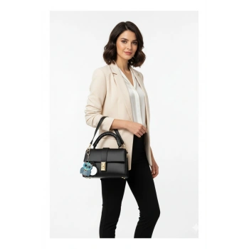 Omuz ve El Çantası ve Baykuş Figürlü Aynalı Anahtarlık Hediyeli, Mekanizmalı Günlük Sade Çanta