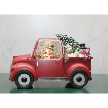 Araba Tasarımlı Işıklı Müzikli Kardan Adamlı Kar Küresi Alk3198