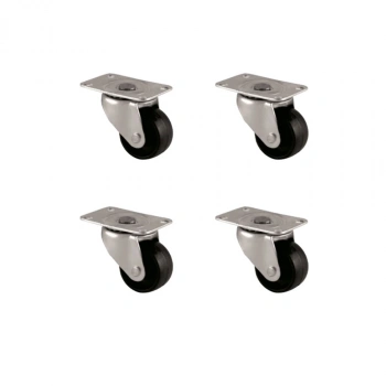 Furç Tablalı Bilyalı Teker - 28MM - Siyah HKS232 - 4 Adet