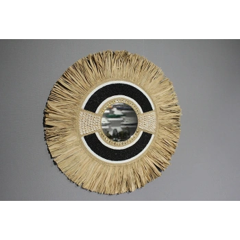 Hasırlı Duvar Aynası 3Natural-2