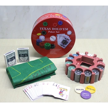 Metal Kutulu 240 Chip Ve 2 Adet İskambil  Kağit Setine Sahip Poker Oyunu Alk3539