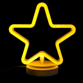 Neon Işıklı Yıldız Masa Gece Lambası Pil ve Usb