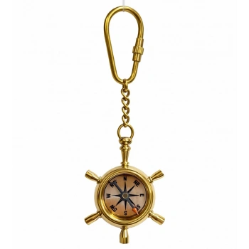 Pirinç Dümenli Pusula Anahtarlık 16123A