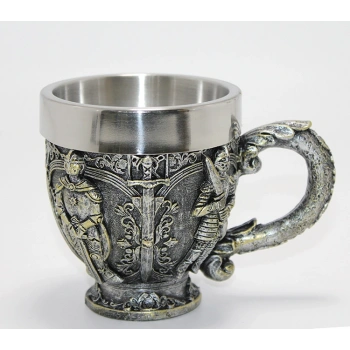 Şövalye Kabartmalı 3D Paslanmaz Çelik Kupa Bardak VIVA877