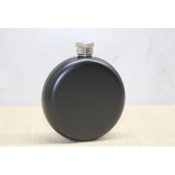 Yuvarlak Tekli Matara 5 Oz Siyah