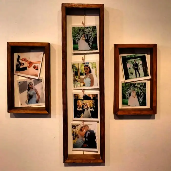 Ahşap 3lü Dikdörtgen Tasarım Fotoğraf Çerçevesi