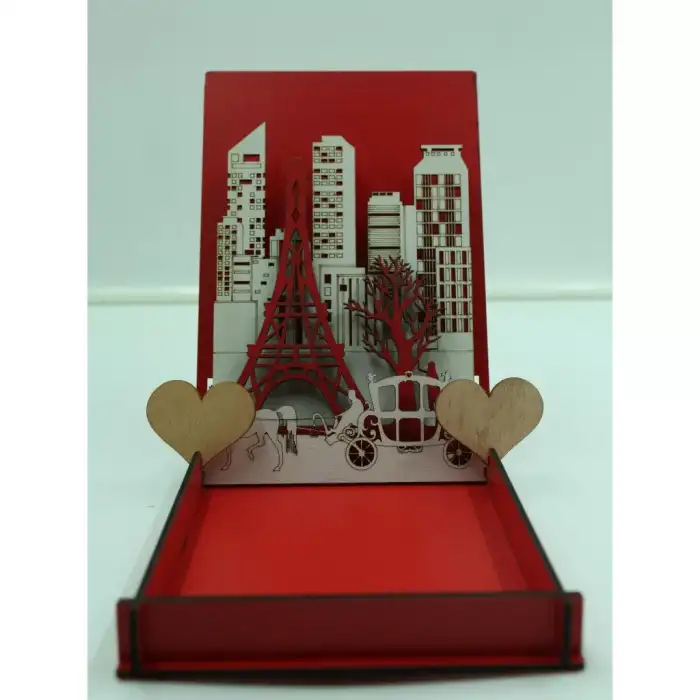 Aşkım Yazılı İçi Figürlü Ahşap Kutu