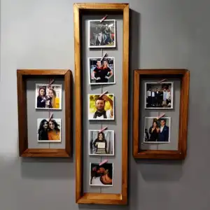 Ahşap 3lü Dikdörtgen Tasarım Fotoğraf Çerçevesi
