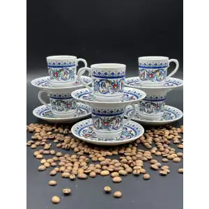 Topkapı Çini Desenli Altılı Fincan Takımı