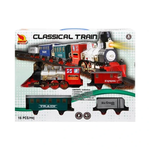 01551 NessiWorldman, Sesli ve Işıklı Klasik Tren Seti 16 Parça