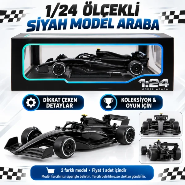 1/24 Formula F1 Siyah Model Araba