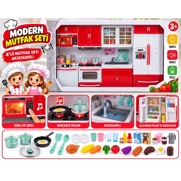 1014 MODERN KITCHEN MUTFAK SET 4LÜ OYUNCAK MUTFAK SETİ