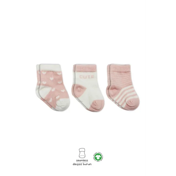 3Lü Penye Cute Stars Soket Çorap BS10115 Pembe