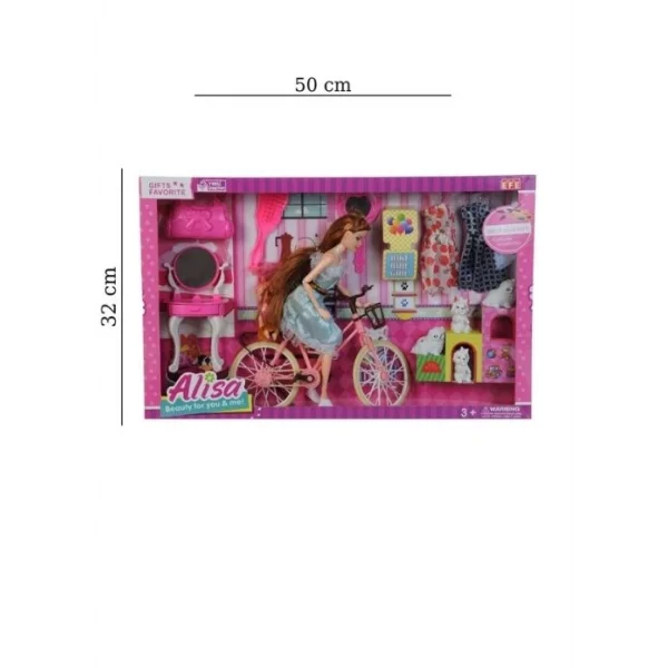 KUTULU ALİSA BİSİKLETLİ AKSESUARLI BEBEK