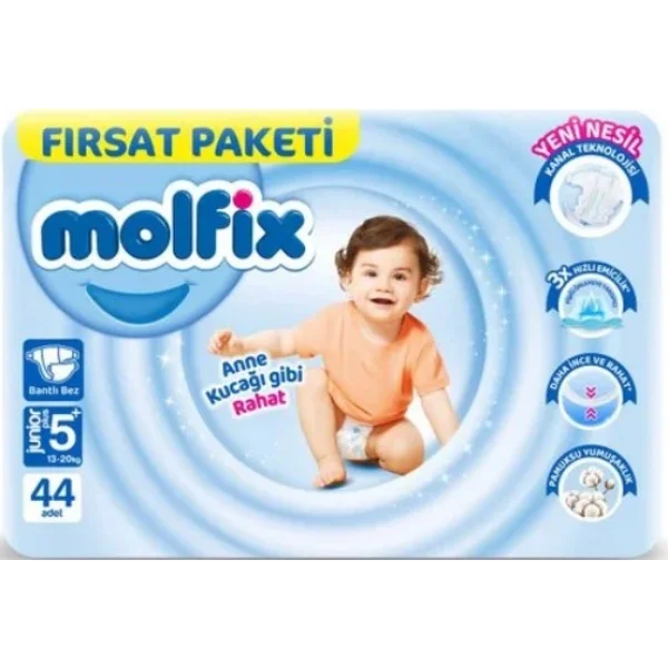 Bebek Bezi Fırsat Paketi 5+ Beden 13-20 Kg 44 Adet