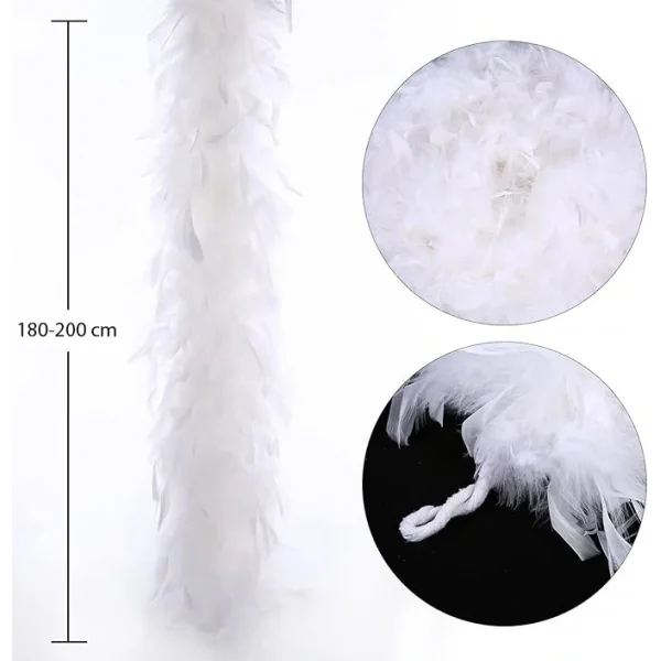 Beyaz Renk Kabarık Kalın Otriş Boa Tüy 6 cm Genişlik 180-200 cm Uzunluk