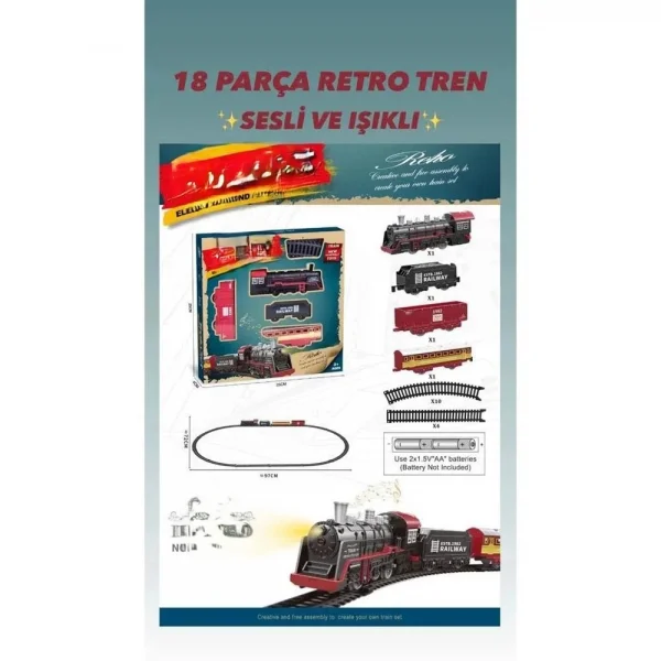 BJ2308A 18 PARÇA SESLİ IŞIKLI RETRO TREN-ŞİM