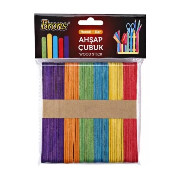 BRONS RENKLİ GENİŞ AHŞAP ÇUBUK 50 Lİ