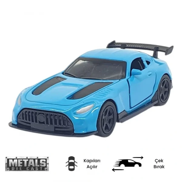 Çek Bırak Metal Küçük Arabalar 8 cm - 6411A - Mavi