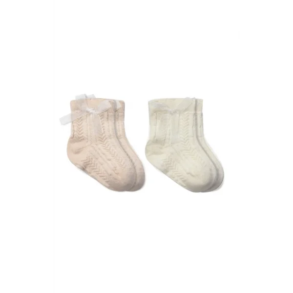 Fiyonklu Penye Soket Çorap 2li 10149 Somon