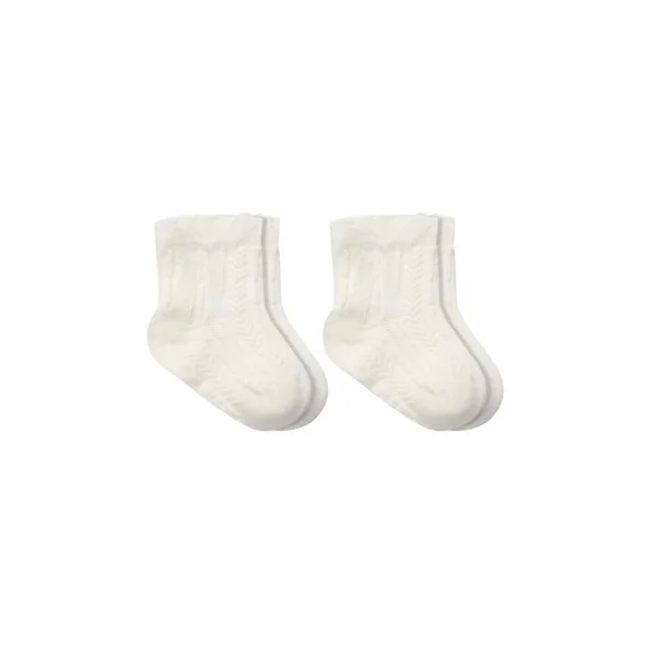 Fiyonklu Penye Soket Çorap 2li 10150 Ekru
