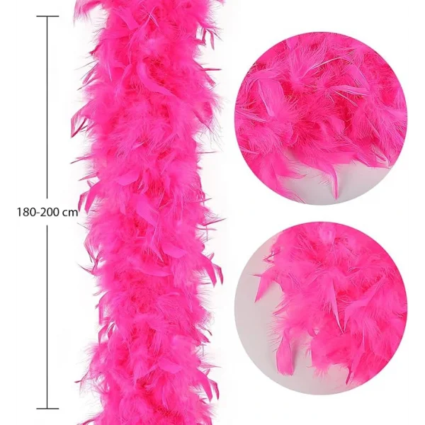 Fuşya Renk Kabarık Kalın Otriş Boa Tüy 6 cm Genişlik 180-200 cm Uzunluk