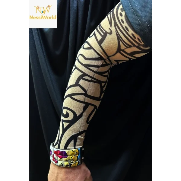 Giyilebilir Kol Dövmesi Çorap Dövme 3D Baskılı Kol Bacak Dövme 2 Adet Model 12
