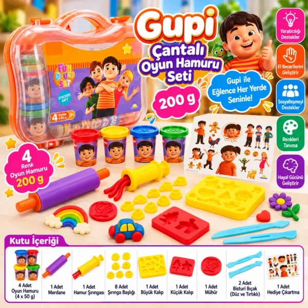 Gupi Çantalı Oyun Hamuru Seti 200 g