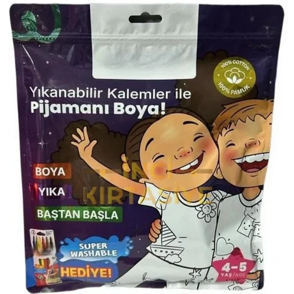 Kalem Hediyeli Boyanabilir Pijama 4-5 Yaş