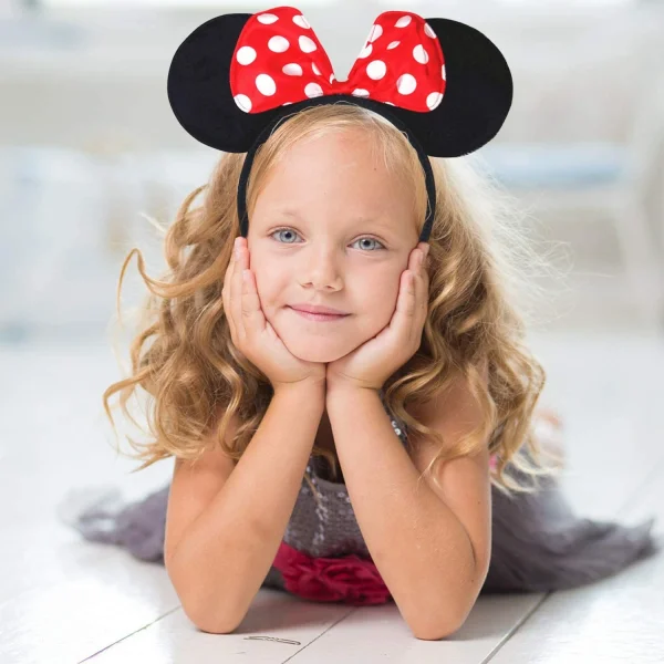 Kırmızı Fiyonklu Minnie Mouse Taç Fare Tacı Kafa Bandı