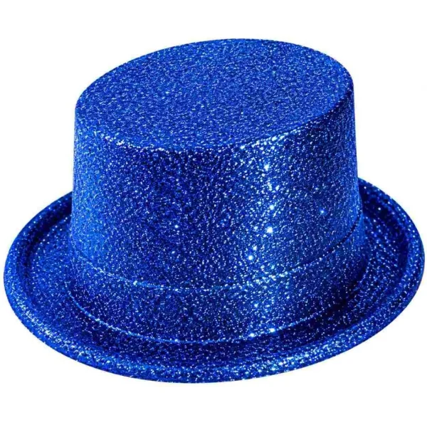 Mavi Simli Glitter Silindir Parti Şapkası