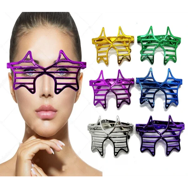 Metalize Ekstra Parlak Yıldız Panjur Parti Gözlüğü 6 Renk 6 Adet