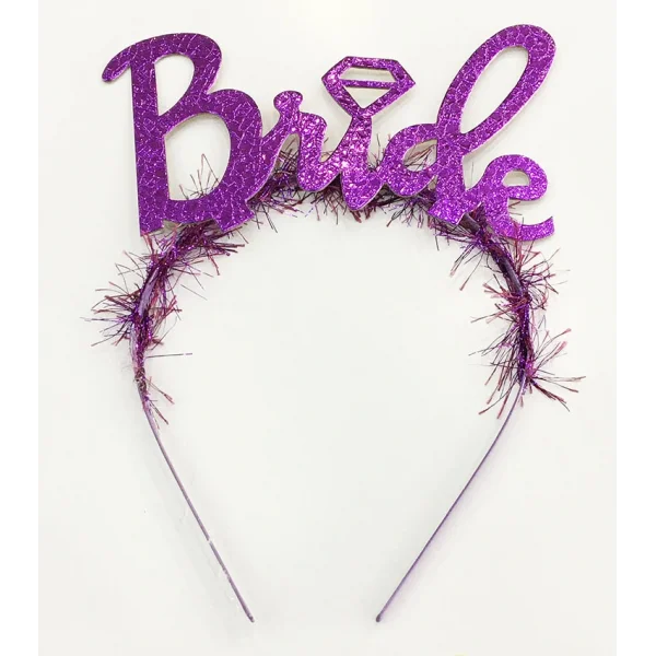 Mor Renk Bekarlığa Veda İtalik Yazı Alyanslı Bride Taç