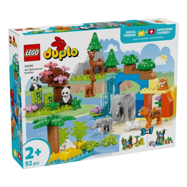 Nessiworld 10446 Lego Duplo 3ü1 Arada Vahşi Hayvan Aileleri 92 parça +2aş